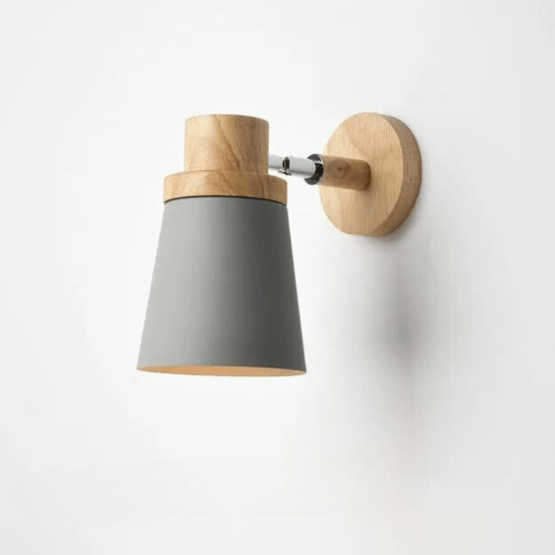 Mes lampes de chevet ® Gris Lampe de chevet moderne murale en bois